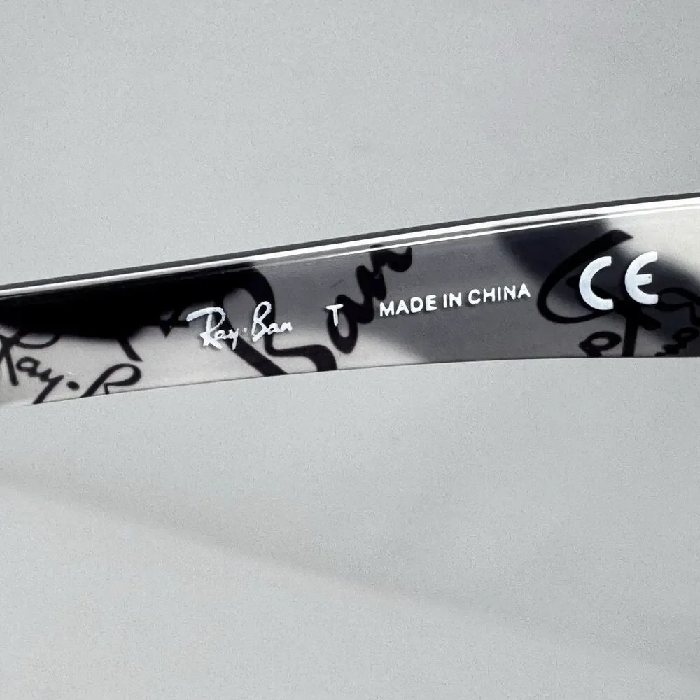Ray-Ban RB5228 5405 Black Grey Logo Print Eyeglass Frames 53-17-140 Authentic